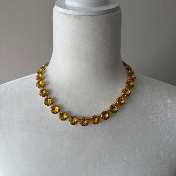 Anna Wintour Style Amber Yellow Round Crystal Statement Collet Necklace - Picture 11 of 11